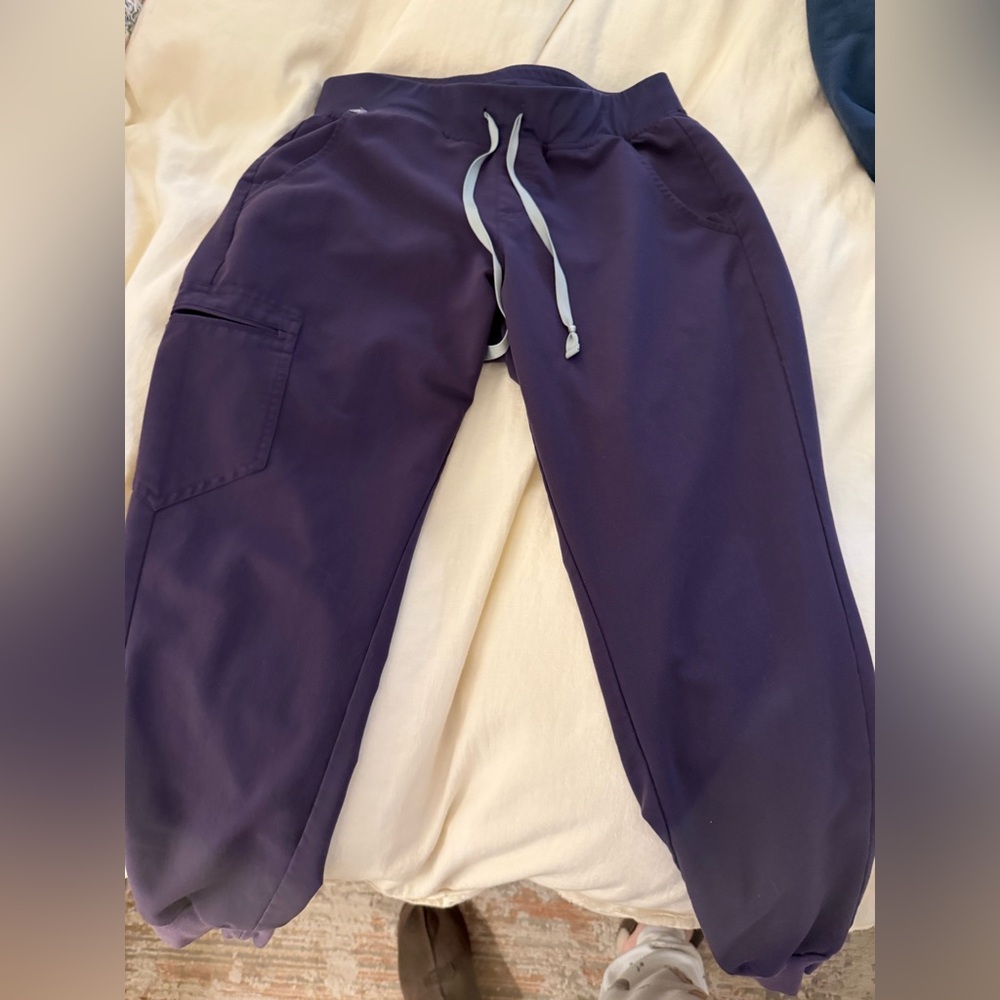 FIGS Medium Petite Zamora Jogger Scrubs in Purple Jam
